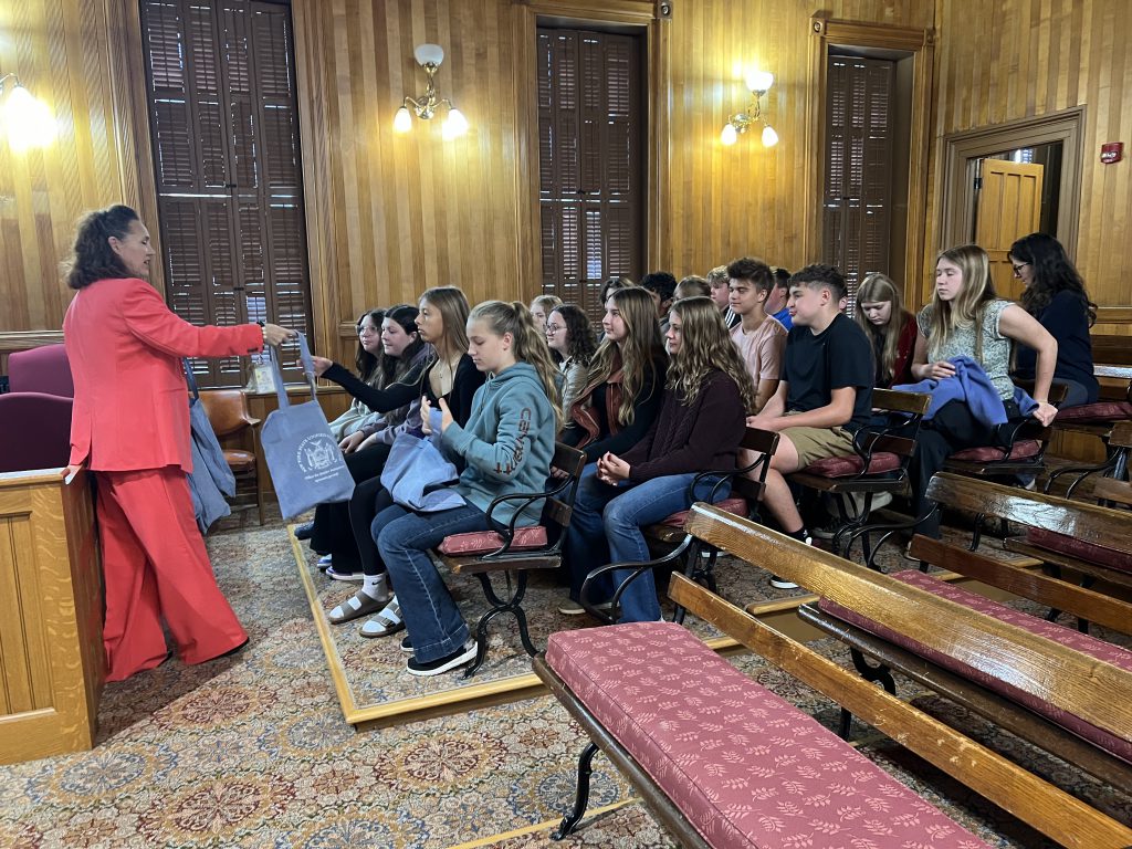 Students sit in courthouse