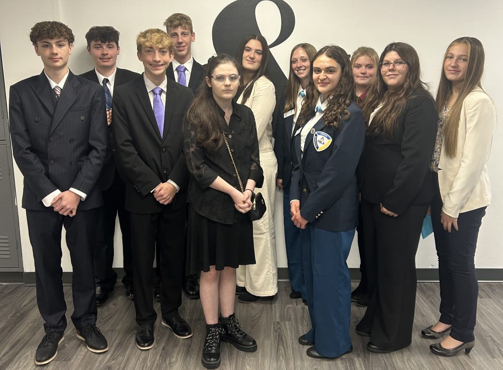 group of students dressed in business attire