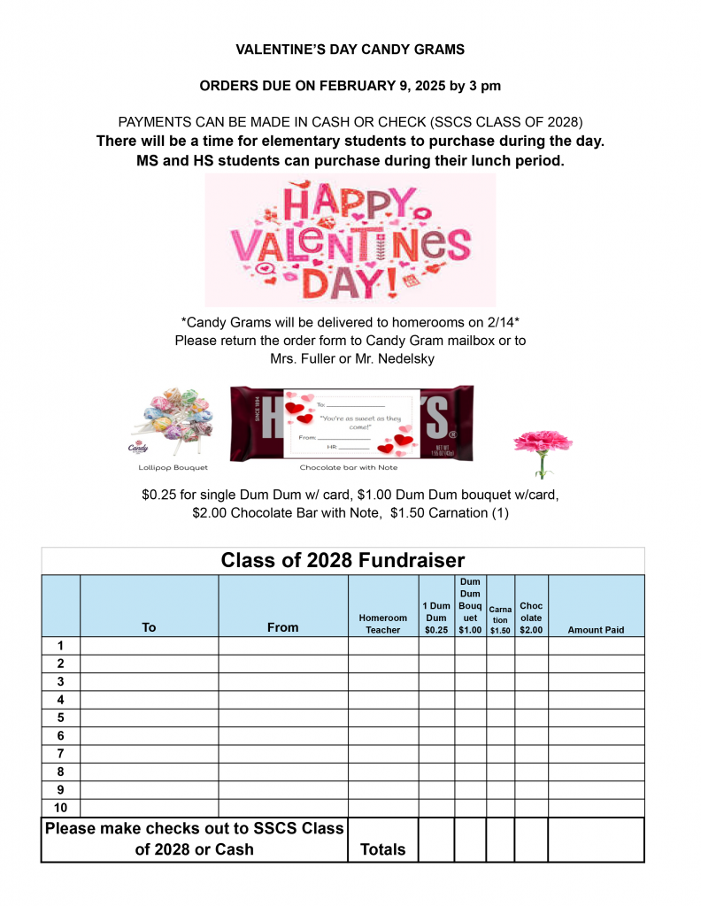 candy gram order sheet