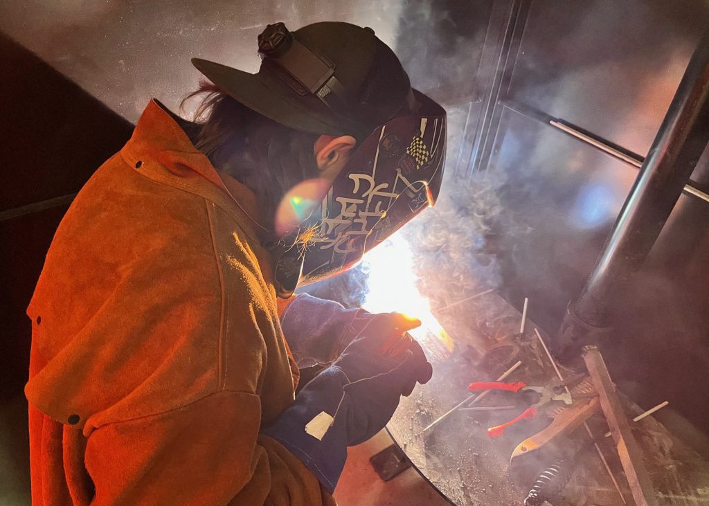 welding student at work